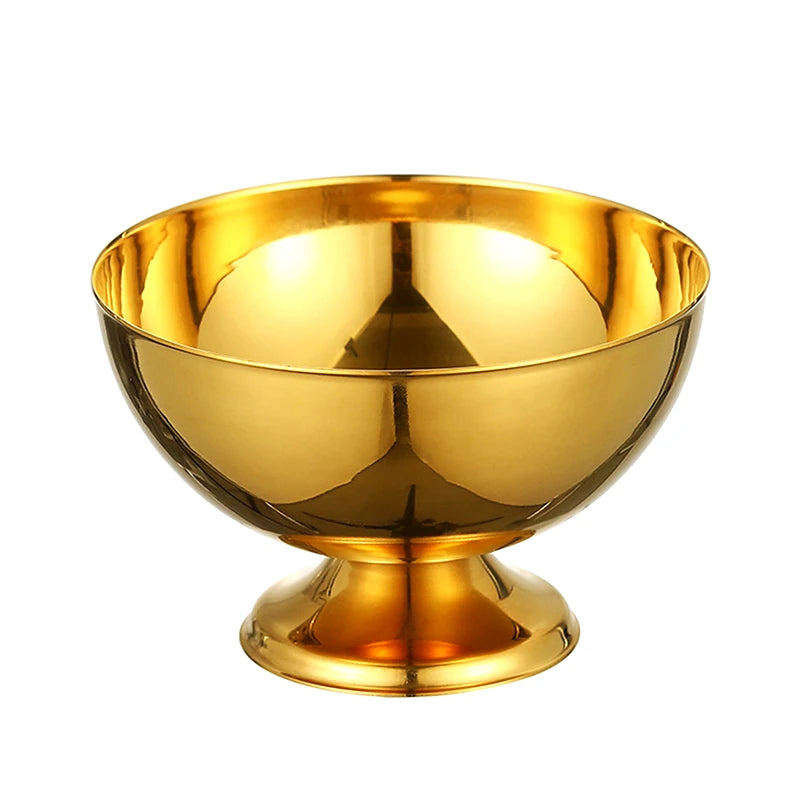 Stainless Steel Ice Cream Cup Gold Silver Dessert Bowl Spoon Qme