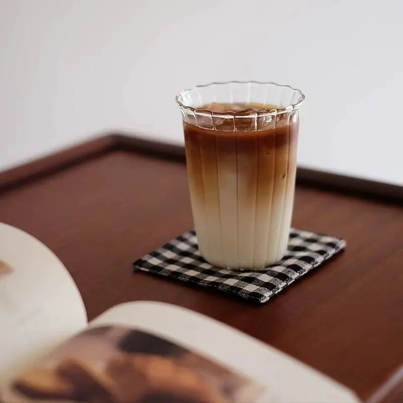 Minimalist Iced Americano Latte Wide-mouth Coffee Cup Drink Glass Qme