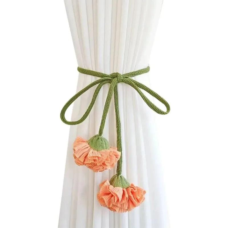 Fashion Flower Shape Curtain Tieback Elastic Band Window Buckles Qme Orange