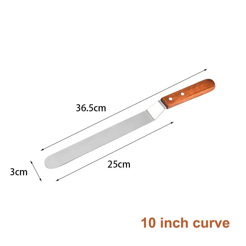 Cake Butter Spatula 6-Inch 8-Inch 10-Inch Wooden Handle Stainless Steel For Smoothing Unmolding And Baking Tools Qme A6