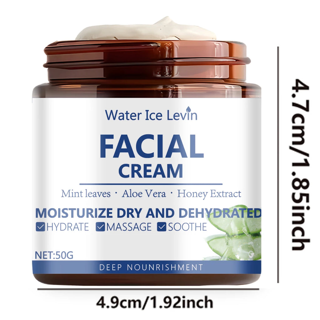 Water Ice Levin Hydra-Lock Facial Cream | Aloe/Honey/Mini Leaves | Deep Nourishment for Dry Skin, Pore Refiner & Moisture Boost Qme