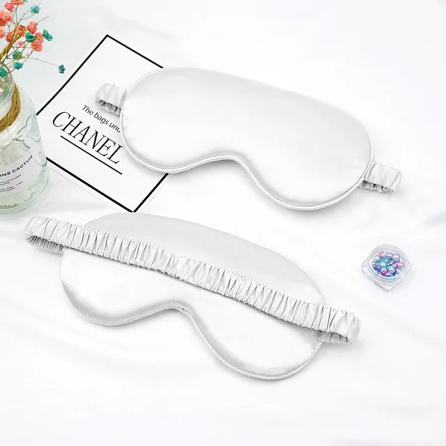 Eye Patch Soft Silk Sleep Mask Eye Masks Coversfor Sleep 100% Blackout Zero Eye Pressure Blindfold with Adjustable Strap Mask Qme White