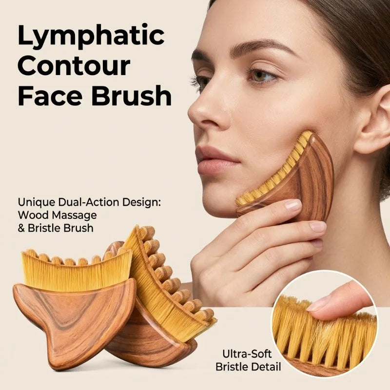 Portable Lymphatic Contour Face Brush Facial Sculpting Drainage Tools Qme