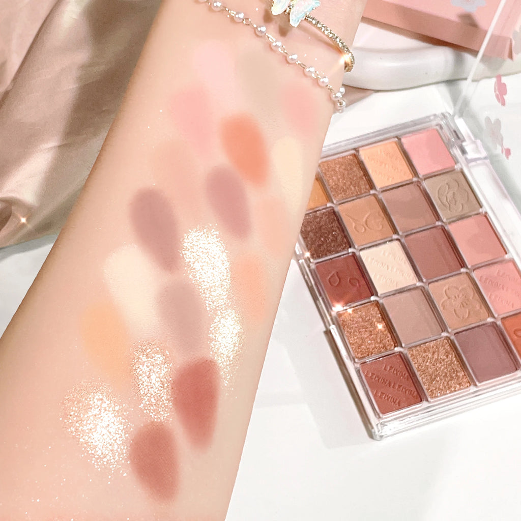 20 color eyeshadow tray, matte shimmer high pigment makeup, multi-color brown tone long-lasting daily wear eyeshadow Qme