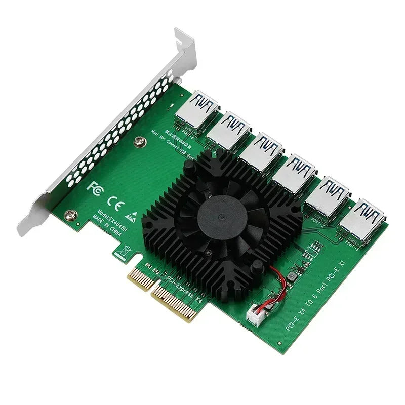 PCI-E To PCI-E Adapter, PCI Express X4 20Gb, PCIE Slot 4X To 16X, USB 3.0 Riser Extender, 1 To 6 Riser Card for Bitcoin Miner Qme