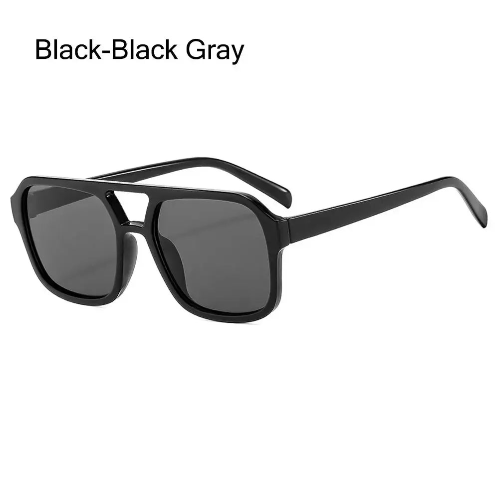 Punk Square Frame Sunglasses Anti-UV Retro Sunglasses Beach Eye Protection Black Shades Glasses for Women Men Travel Accessories Qme Black Gray