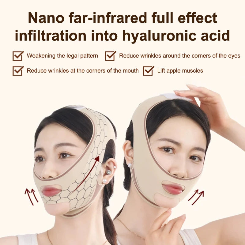 V-shaped Chin Cheek Lifting Mask Elastic Polyester Face Band Slimming Qme