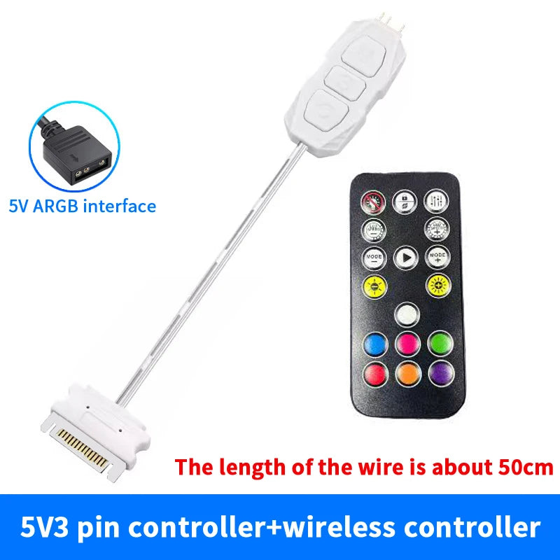 ARGB Controller 5V 3PIN SATA Cable Light Adapter CPU Cooling Fan Qme A4