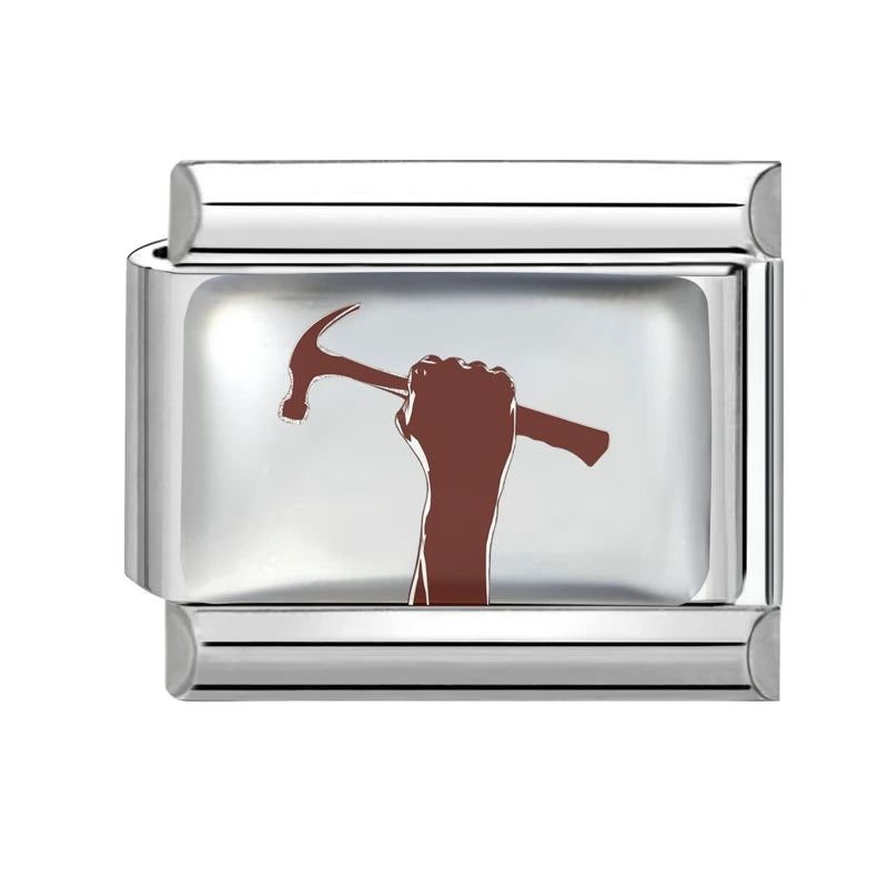 DIY Labour Day Series Italian Charm Bracelet Hammer Axe Pattern Bead