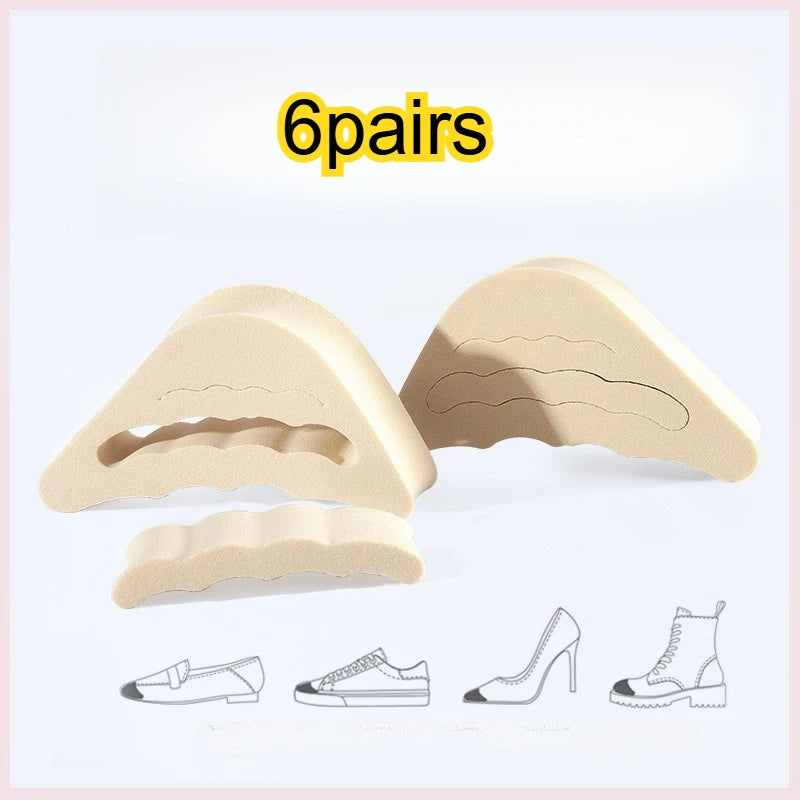 Toe Fillers For Too Big Shoes,Adjustable Shoe Size Reducer Inserts For People,Anti-Slip Pain Relief Pads For High Heels,Loafers Qme Beige Color 6pairs