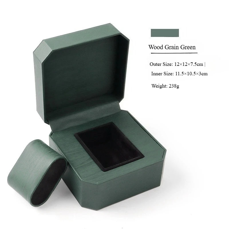 2-Piece Octagonal Green PU Leather Watch Box,Watch Case Portable Premium Gift Case for Wristwatch & Bracelet Storage,Display Box Qme