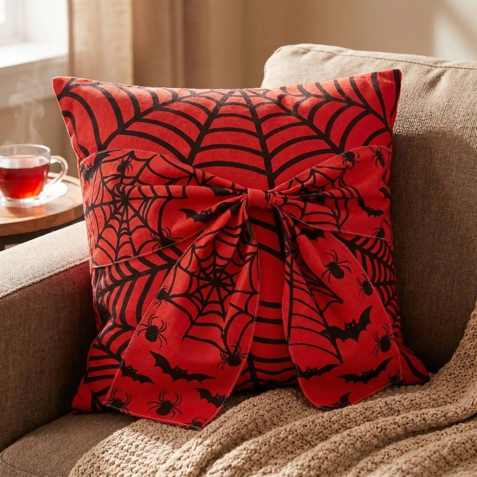 Halloween Gothic Vampire Bat Throw Pillow Cases Decoracion Print Living Room Sofa Cushion Cover Polyester Cozy Pillowcase Qme
