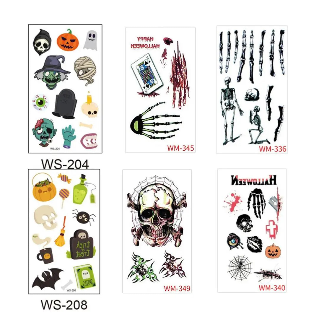 A 10 Sheets Halloween Pumpkins Tattoo Sticker Temporary Fake Tattoo Arm Hands Body Waterdichte Tatouages Pour Kids Toy Gift Qme 6pcs WS-204WM349