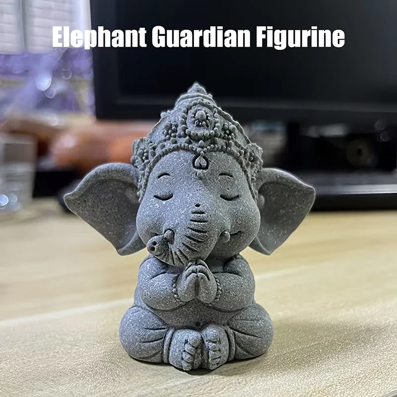 Guardian Elephant Statue Home Decoration Hands Clasped Prayer Position Qme