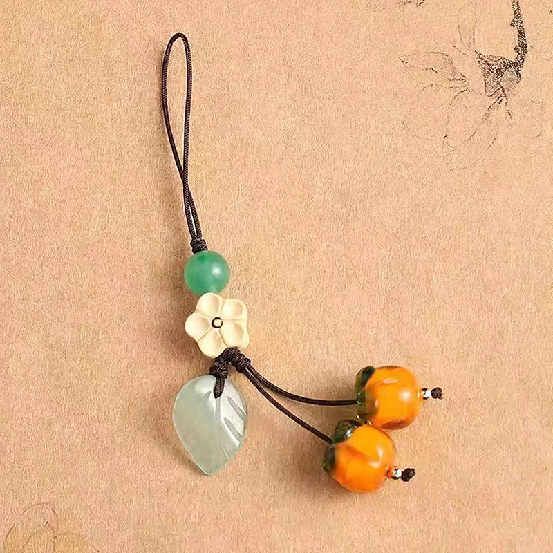 Cute Kawaii Persimmon Vintage Chinese Key Pendant Phone Charms Strap Qme A3