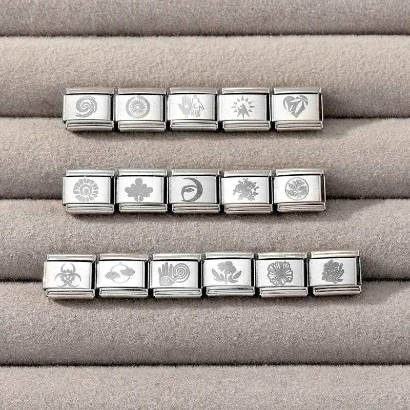 2026 New Beautiful Rose Flowers Leaves Ginkgo Leaf Italian Charm Links Fit 9mm Bracelet Stainless Steel Jewelry DIY Making Gifts Qme