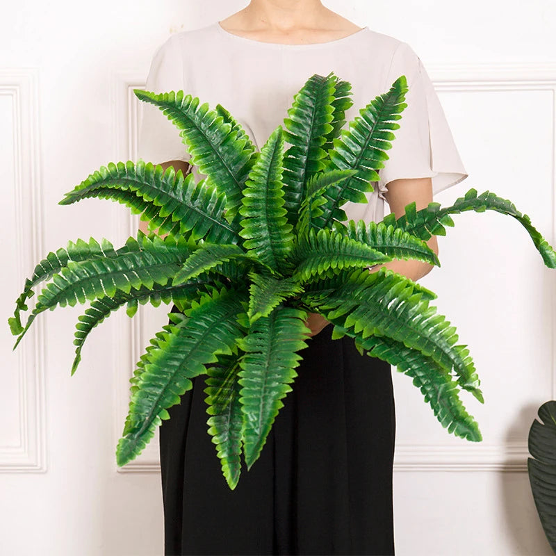 Lifelike Artificial Boston Fern Fake Plastic Plants Decorations UV Qme