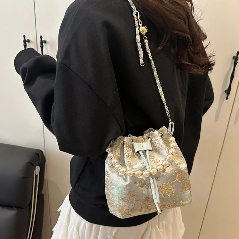 New Chinese Style Fine Embroidery Ladies Handbags Fashion Shoulder Bag Daily Party Tote Handbag For Women Qme