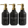 Matte Black Shower Dispenser Bottles Plastic Shampoo Conditioner Body Wash Pump Bottles with Gold for Bathroom Vanity Shower Qme black
