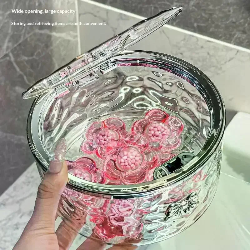Hair Accessories Organizer Storage Box Clear Hair Tie Organizer For Headband Bows Cotton Swab Organization Bathroom Home Storage Qme