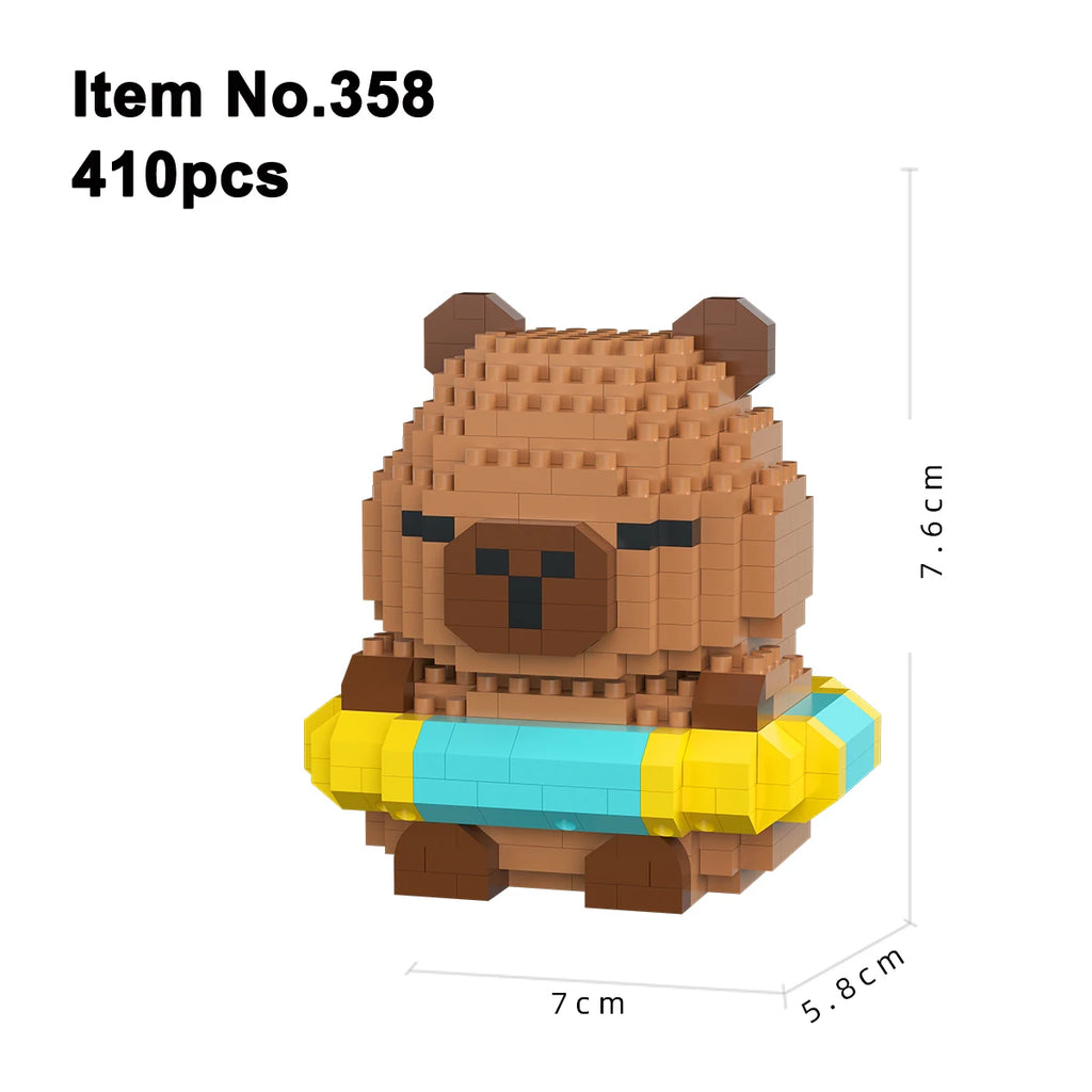 Cute Doll Kapi Capybara Bala Creative DIY Micro Building Blocks Capybara Ornaments Children's Educational Toys Man Gift Qme 358 Color Box