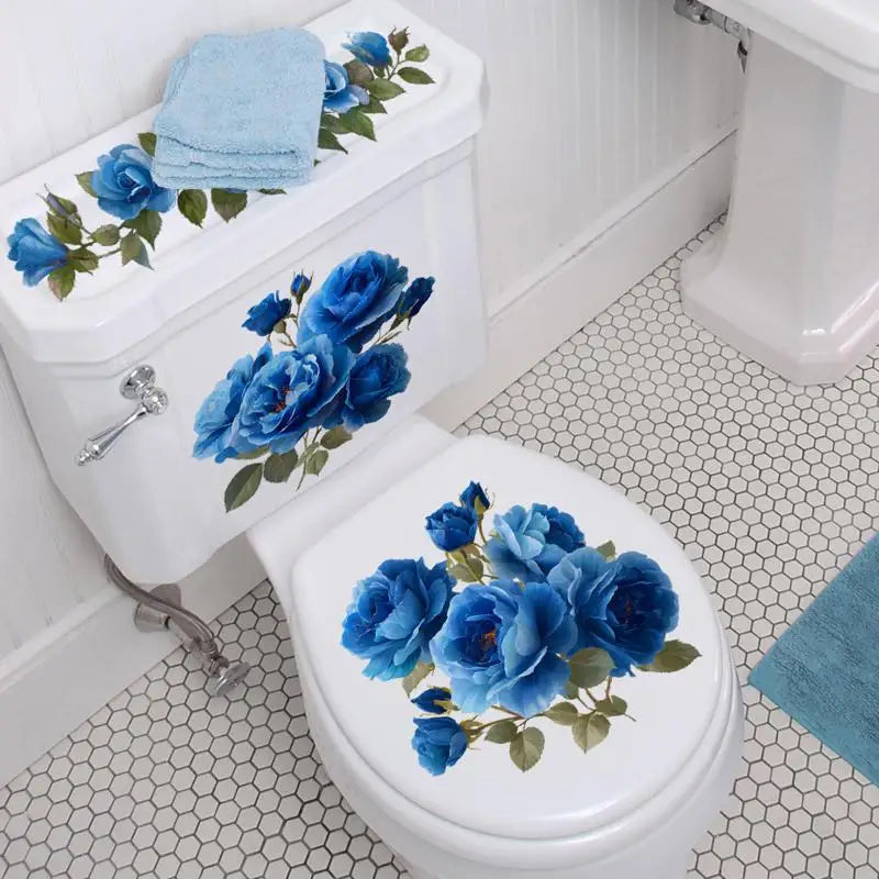 Waterproof Sticker Toilet Cover Bathroom Wall Flower Butterfly Qme