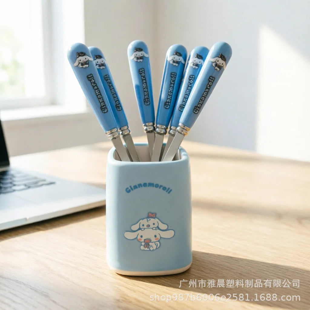 Hello Kitty Kuromi Fork Cute Cartoon-Style Stainless Steel Fruit Fork for Home Use Instagram-Worthy Set Qme 5