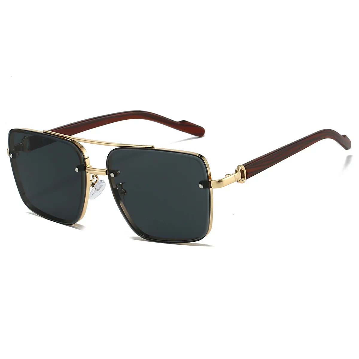 Fashion Retro Square Metal Shades Women's Original Brand Design Driving Sunglasses New Double Bridge Pilot Sun Glasses Qme black grey