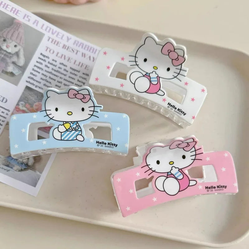 Hello Kitty Large Clamp Cartoon Hair Accessories Cute Hair Clips for Students Versatile Hair Clips and Headpieces Qme