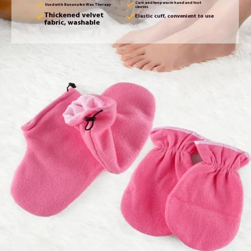 1 Pair Flannel Insulation Care Gloves Elastic Opening Nail Protection Qme