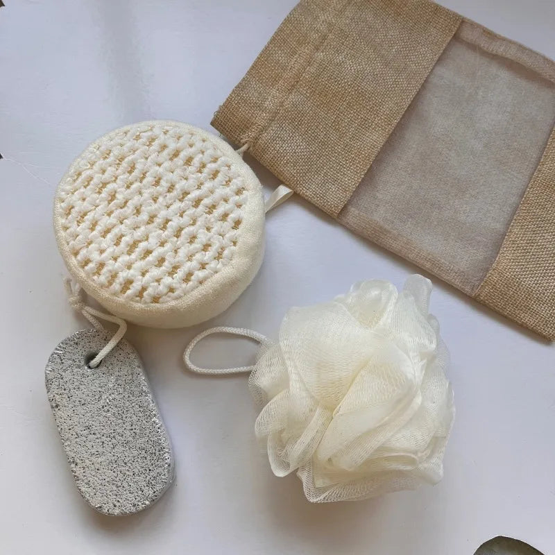 Bath Loofah Pumice Stone Sisal Scrub Body Back Face Gentle Qme