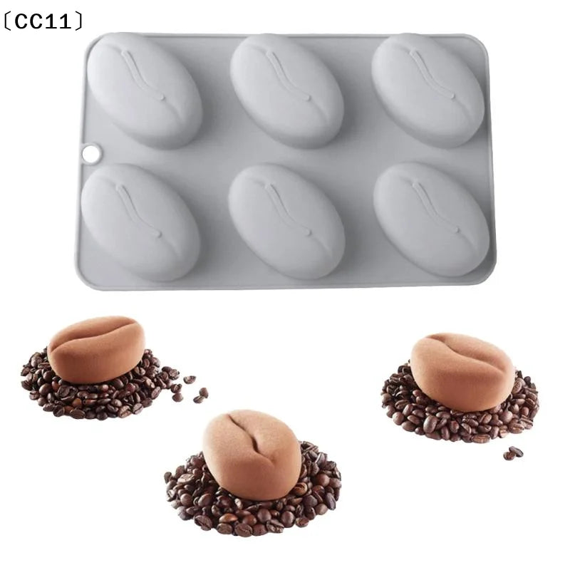 6 28Cavity DIY Coffee Bean Forms Mousse Cake Mold Silicone Pastry Qme