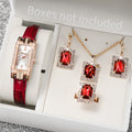 Synthetic Diamond Jewelry Set White Woman, Watch, Trendy Style, Gift for Girlfriend, Spine, Woman, 5 Pieces Per Set Qme WHITE