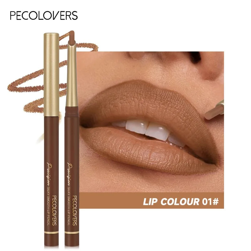 Inclined Tube Brown Tube Lip Liner, Multi-color Lipstick Pen, Depicting Lip Contours, Charming Lips, Lip Cosmetics Qme 01