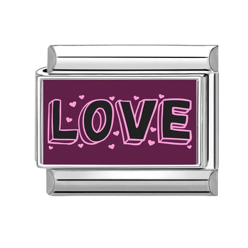 2026 Original Y2K Colorful Loving Heart Grid Flower Italian Charm Links Fit 9mm Stainless Steel Bracelet Women DIY Making Gift Qme Style 12