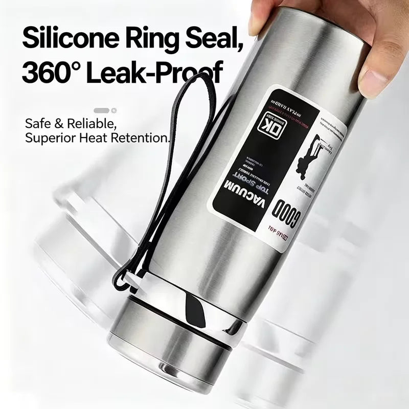 316 Stainless Steel Vacuum Insulated Water Bottle Leakproof Travel Thermos With Lanyard Keep Hot Cold All Day For Outdoor Sports Qme