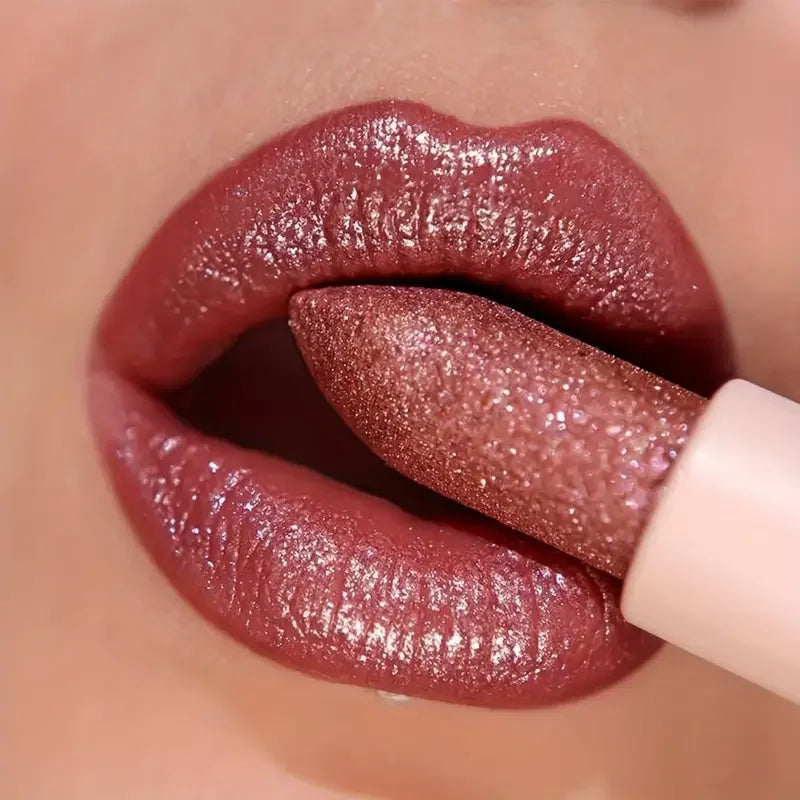 Glitter Shine Pearl Lipstick Long-lasting Waterproof Metallic Lip Qme