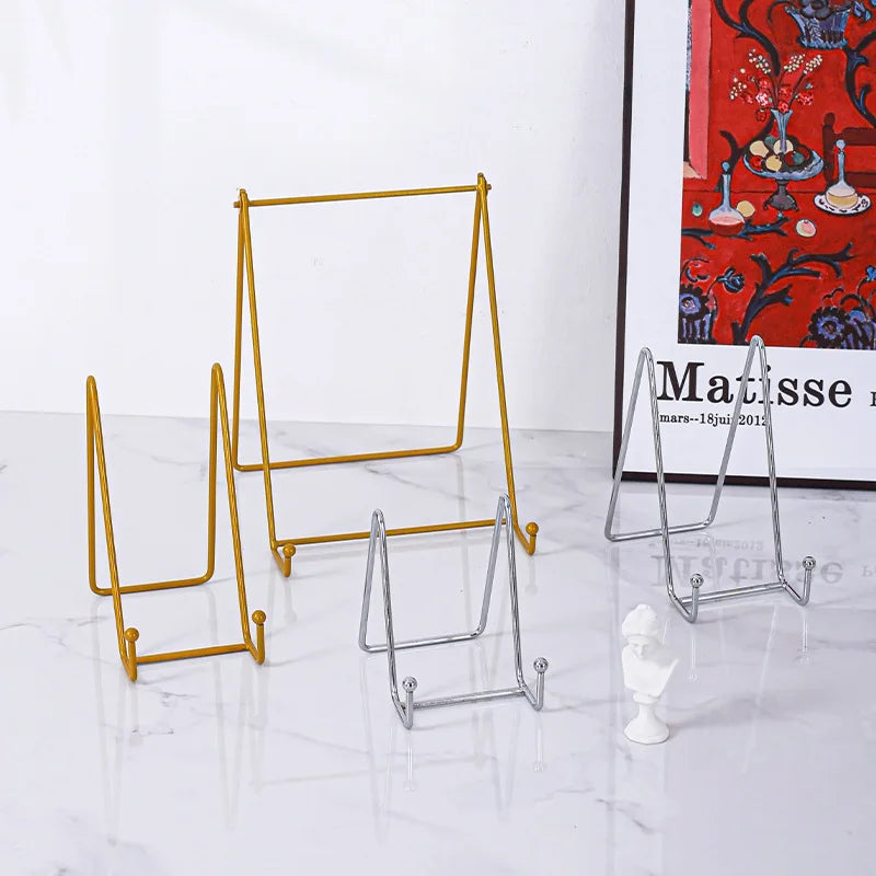 Iron Photo Frame Stand Easel Support Ceramic Disc Studio Album Qme