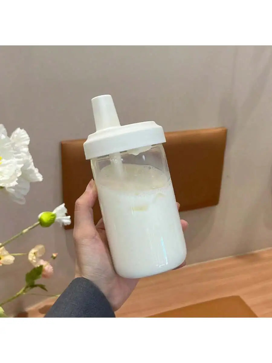 Water Bottles Straw Cup Juice Milk Plastic Lid Bubble Tea Coffee Cups Qme white