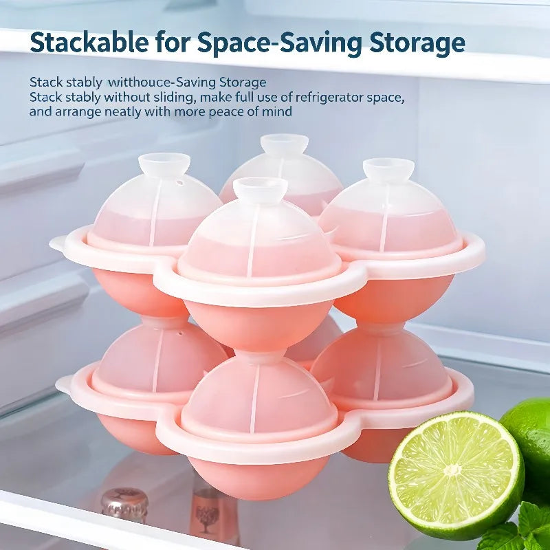 4 Large Ice Hockey Silicone Molds, Easy To Release Ice Cube Trays Whiskey Cocktail Juice Party Ice Making Tools Qme