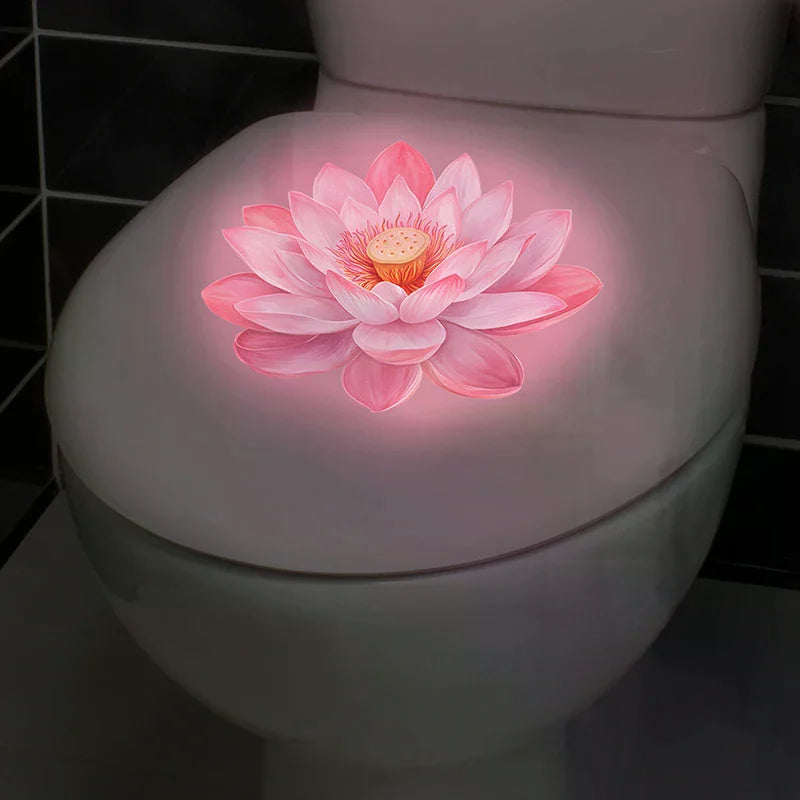 Glow-in-the-Dark Flower Toilet Sticker Luminous Toilet Decal Removable Self-Adhesive Home Decor Stickers For Bedroom Living Room Qme