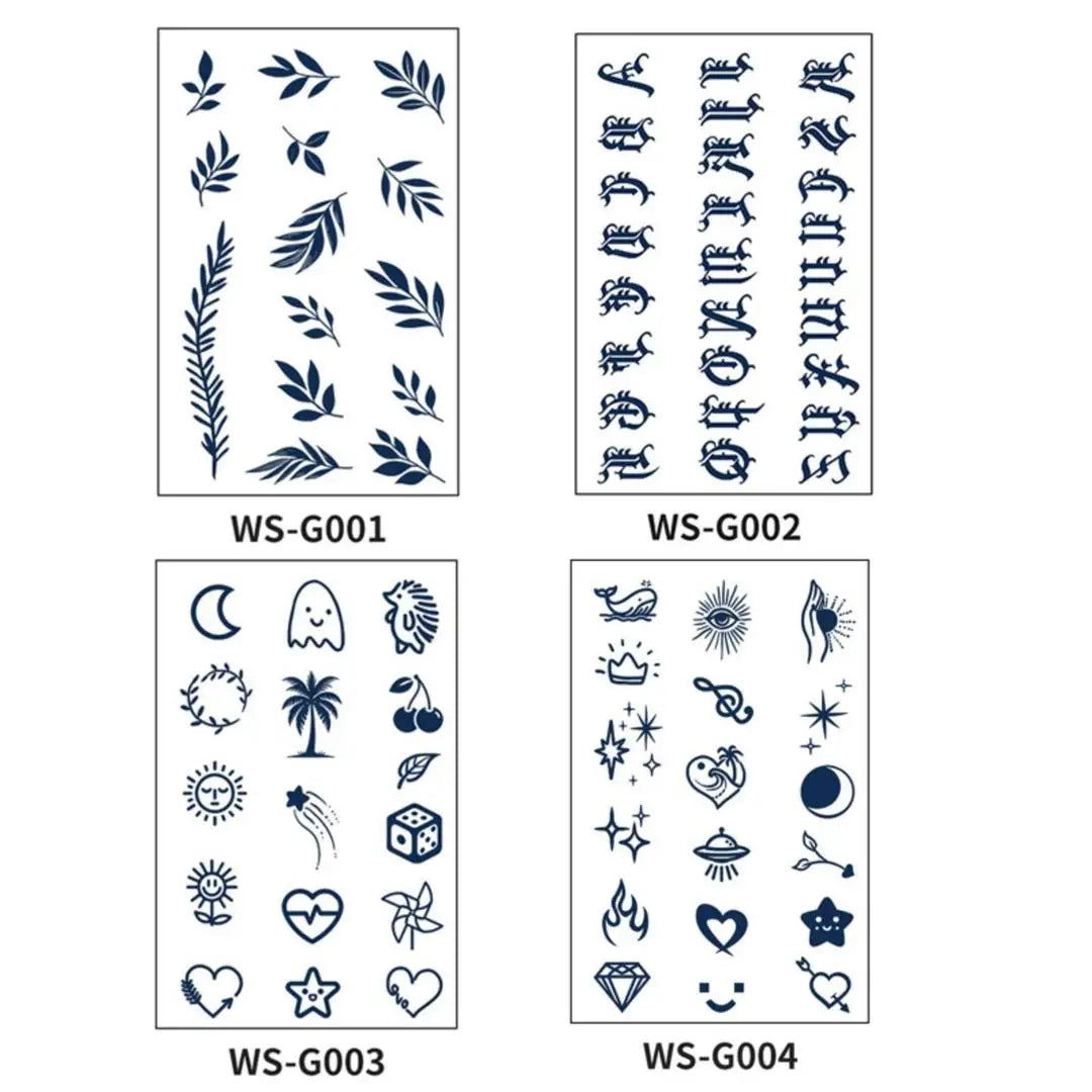 A Small Pattern Waterproof Temporary Tattoo Stickers, Long-lasting Waterproof for One to Two Weeks, Finger Tattoos for Women Qme 4pcs WS-G001G004