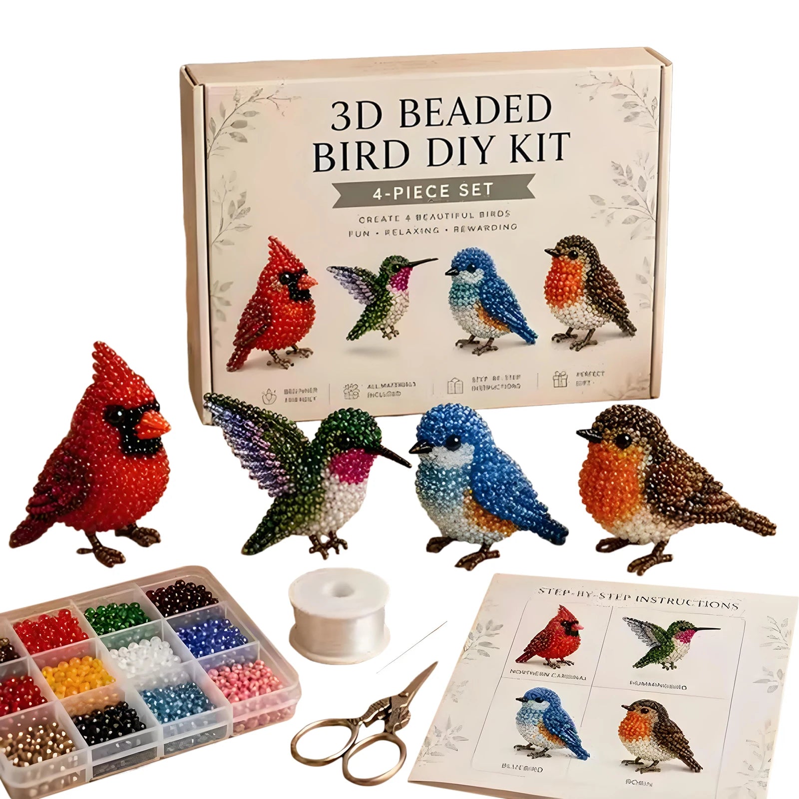 Cute Farm Animal Bead Craft Kit Diy 3d Beaded Ornament Set Perfect For Home Decor Keychains & Gift Giving Easy Craft Qme Style 24