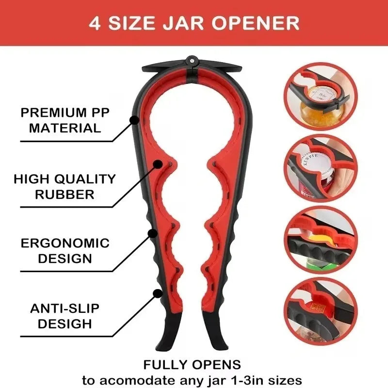 Multi-functional Can Bottle Opener Twist Cap Remover Anti-slip Grip Qme
