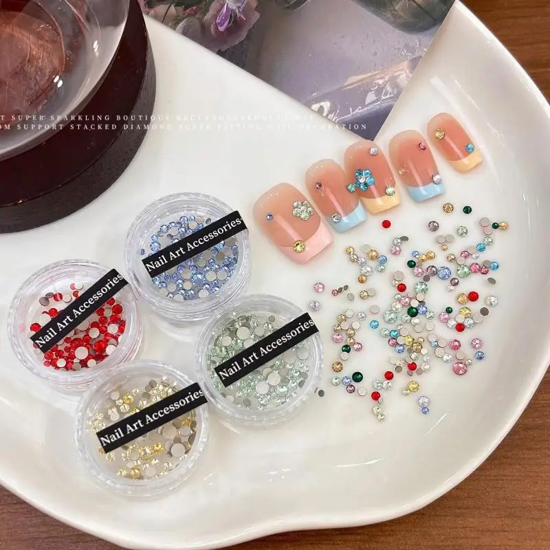 Glitter Glass Crystal Rhinestones Clear Flat Back Personalized Nail Qme