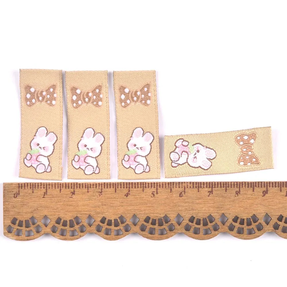 50Pcs Kawaii Rabbit Heart Labels For Clothing Accessories Kid Garment Tags DIY Crafts Sewing Supplies Handmade Decorative c3574 Qme 4