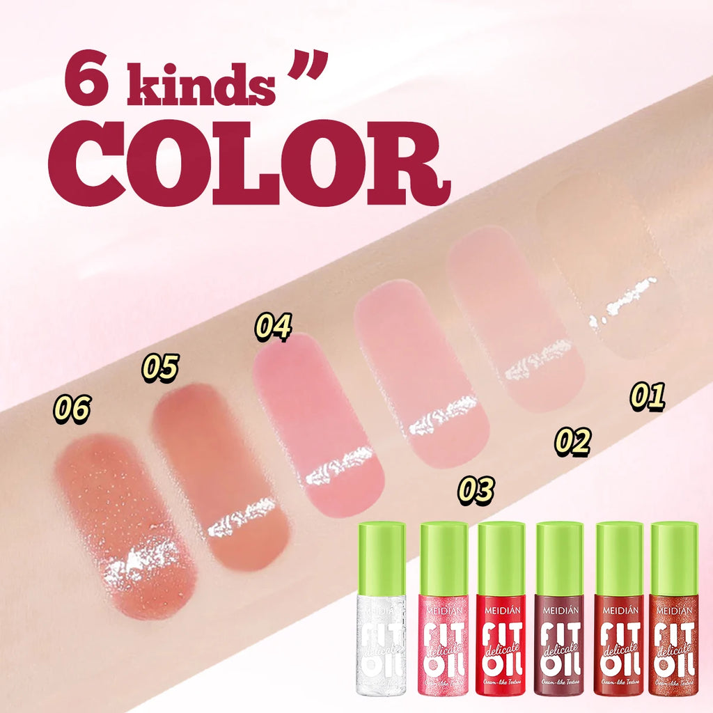 6-Pack Moisturizing Brightening Lip Oil Berry Waterproof Sweat Proof Qme
