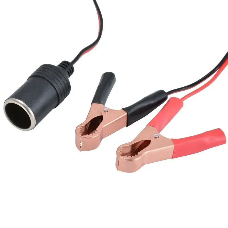 Car Battery Terminal Clamp Clip Cigarette Lighter Power Socket Adaptor 12V Camping Battery Pump Power Adapter Splitter Qme