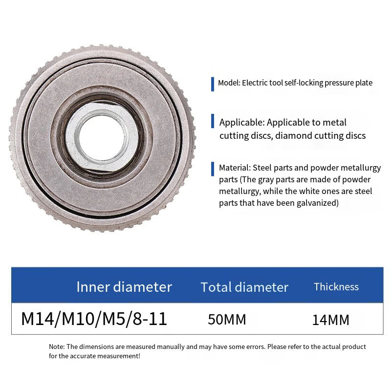 Angle Grinder M14 Thread Inner Outer Flange Nut Quick Release Locking Qme
