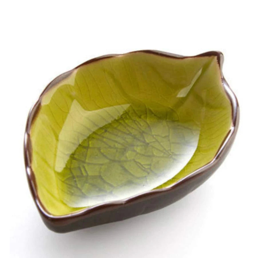 1/4PCS Leaves Ceramic Saucer Creative Ice Crack Glaze Leaf Ceramic Seasoning Soy Sauce Vinegar Plates Kitchen Multi-Purpose Dish Qme